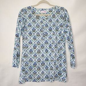 Mary Marshmallow Floral Print Cotton Top Size S Oversized Spring Popover Shirt